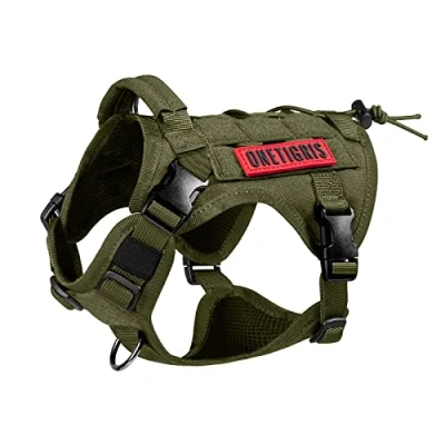 Abbildung von OneTigris Taktische Hundeweste Service Hundegeschirr MOLLE Hundeausbildung Geschirr 1000D Nylon (M, Ranger Grün)