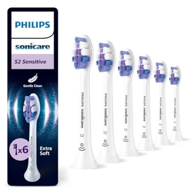 Abbildung von Philips Sonicare S2 Sensitive, Original Ersatzbürstenköpfe, Weiß, 6er Pack, HX6056/87