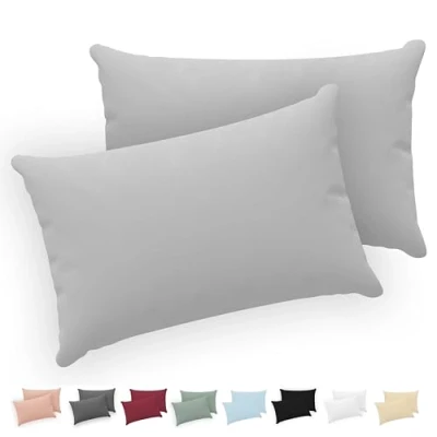 Abbildung von Twinzen® Kissenbezug 40x70 (2er Set) 100% Jersey Baumwolle 150 GSM Kissenbezüge Grau Für cm Kissenhülle mit Reißverschluss Oeko Tex Zertifiziert