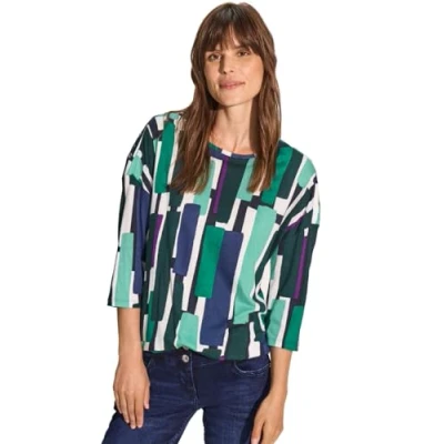 Abbildung von Cecil MIT ÖSEN Langarmshirt, Damen, Größe: Small, Grün