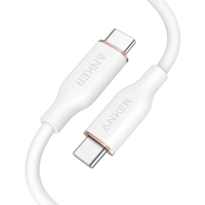 Abbildung von Anker PowerLine III Flow, USB C auf Ladekabel 100W 180cm, Typ Kabel, Kompatibel mit iPad Mini 6. Gen,MacBook Pro 2020, Air, Galaxy S20, Pixel, Switch, LG(in Schneeweiß)
