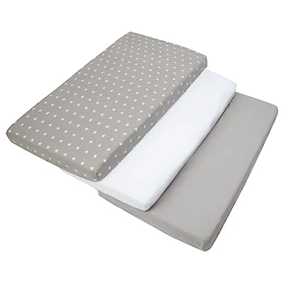 Abbildung von Medi Partners 3er Set Spannbettlaken Spannbetttuch 60x120cm 100% Baumwolle Baby Bettwäsche Babymatratze Schlafsack Kinderbett Babybett