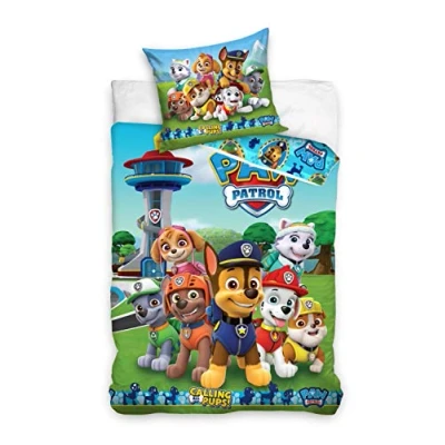 Abbildung von Paw Patrol Bettwäsche Bettbezug 135x200 80x80 Baumwolle · Kinderbettwäsche für Mädchen und Jungen 2 teilig 1 Kissenbezug + cm
