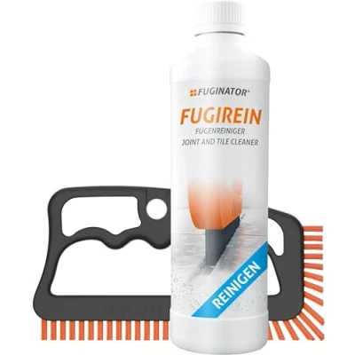 Abbildung von FUGINATOR® Fugenbürste grau/orange inkl. Fugenreiniger 250 ml Fugenreinigungsset Bürste zur Fugenreinigung in Bad, Küche und Haushalt