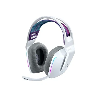 Abbildung von Logitech G733 LIGHTSPEED kabelloses Gaming Headset mit Kopfbügel, LIGHTSYNC RGB, Blue VO!CE Mikrofontechnologie, PRO G Lautsprechern, Ultraleicht, 29 Stunden Akkulaufzeit, 20m Reichweite Weiß