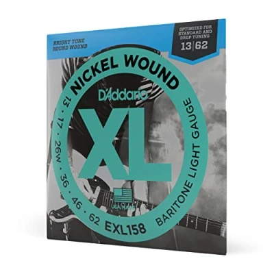 Abbildung von D&#039;Addario Gitarrensaiten E Gitarre Gitarren Saiten EXL158 Baritone Light, 13 62 1 Stück