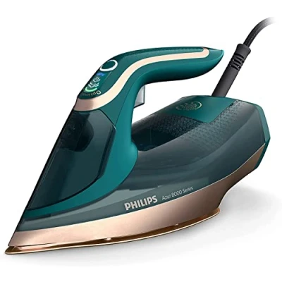 Abbildung von Philips Azur 8000 Serie Dampfbügeleisen 70 g/min Dauerdampf, 240 g Turbo Dampfstoß, 3000 W Leistung, OptimalTEMP Technologie, Grün Opal (DST8030/70)