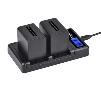 Abbildung von DuraPro 2Pcs 2500mAh NP FV70 Akku + LCD USB Ladegerät für Sony FV50 FV30, FV100; V Serie, Handycam HDR CX230 CX150E CX170 CX300 Z1 Camcorder