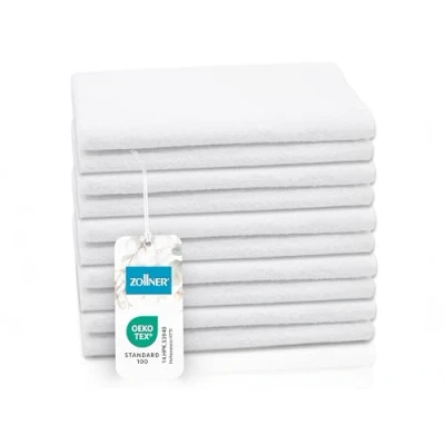 Abbildung von ZOLLNER 10er Set Gästehandtücher kleine und Flauschige Handtücher in 40x60 cm waschbar bis 95C Baumwolle weiß Hotelqualität Oeko Tex® Zertifiziert