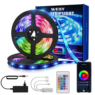 Abbildung von Led Strip,Smart RGB Strip Alexa 15m,Led Streifen Selbstklebend mit Fernbedienung,Timer Einstellung für Party, Haus,Schlafzimmer,Küche Dekoration