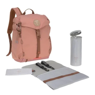 Abbildung von LÄSSIG Baby Wickelrucksack mit Wickelunterlage, Kinderwagenbefestigung, Flaschenwärmer wasserabweisend nachhaltig produziert/Outdoor Backpack, rust, 1 Stück (1er Pack)