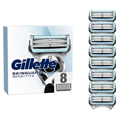Abbildung von Gillette SkinGuard Sensitive Rasierklingen für Rasierer, 8 Ersatzklingen Nassrasierer Herren mit Hautschutz, Made in Germany