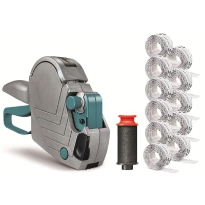 Abbildung von Meto Basic S Starter Kit inkl. 11.000 Etiketten Preis, Datum, MHD (1 zeilig, 8 stellig für 22x12 mm Etiketten, sofort einsatzbereit) Handauszeichner + 11 Etikettenrollen