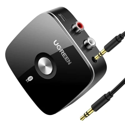 Abbildung von UGREEN Bluetooth 5.1 aptX HD Audio Adapter für Stereoanlage Low Latency Wireless Empfänger mit Cinch Klinke Buchse,Dual Pairing Handy,Tablet,usw Reciever Lautsprecher,Verstärker