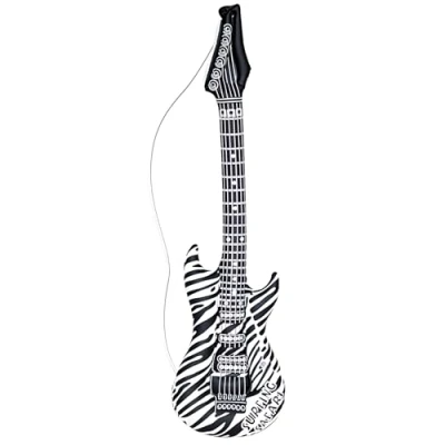 Abbildung von W WIDMANN MILANO Party Fashion 23942 Aufblasbare Gitarre, Zebra, Länge circa 105 cm, Musiker, Sänger, Karneval, Mottoparty
