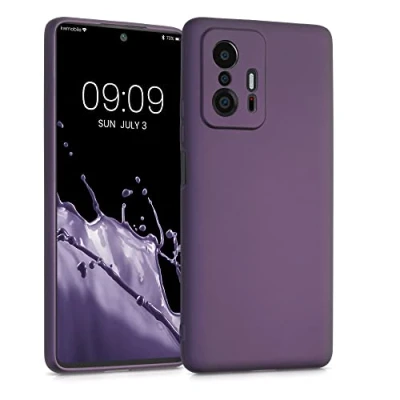 Abbildung von kwmobile Case kompatibel mit Xiaomi 11T / Pro Hülle Schutzhülle aus Silikon metallisch schimmernd Handyhülle Metallic Brombeere