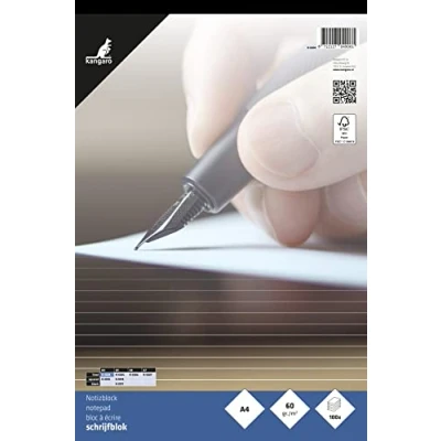 Abbildung von Kangaro Notizblock A4 liniert 60grs 100 Blatt, K 5504, Weiss, 31x21x0.8