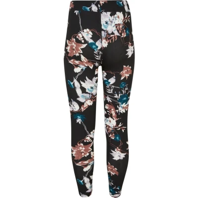 Abbildung von Urban Classics SOFT AOP Leggings Hosen für Kinder, Größe: 110/116, Blacksoftflower