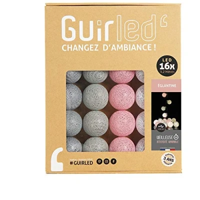 Abbildung von GuirLED LED Baumwollkugeln Lichterkette USB Baby Nachtlicht 2h Dual 2A Netzteil enthalten 3 Intensitäten 16 Kugeln 1.6m Églantine