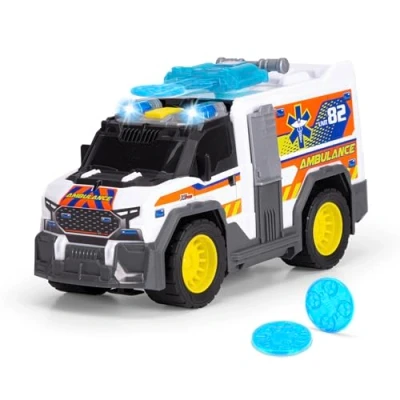 Abbildung von Dickie Toys Medical Responder (30 cm) großer Krankenwagen ab 3 Jahre mit Schussfunktion &amp; Zubehör, Spielzeug Rettungswagen für Kinder Licht Sound, inkl. Batterien