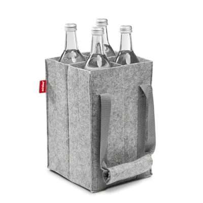 Abbildung von achilles Flaschentasche mit 4 Fächer, Auch für 1,5 Liter Flaschen, Flaschen Tasche aus Filz, 100% recycelt, 18 cm x 27 (Grau)
