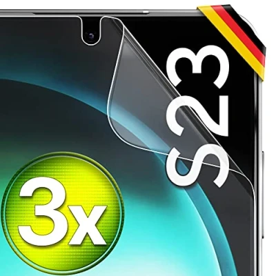 Abbildung von UTECTION 3X Schutzfolie für Samsung Galaxy S23 Fingerabdruck kompatibel Premium Folie KEIN Glas Hüllenfreundlich Anti Kratzer Displayschutzfolie Ultra Clear Schutz Displayfolie