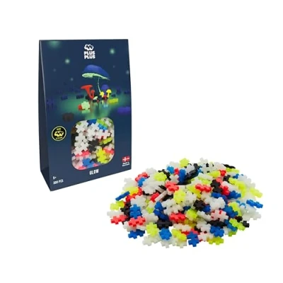 Abbildung von Plus 3975 Geniales Konstruktionsspielzeug, Farbmix Glow, Kreativ Bausteine, nachtleuchtendes Bausteinset, 300 Teile, Nachtleuchtend