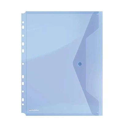 Abbildung von DONAU Kuvertmappe mit Klammer 8540001PL 1 Blau, Dokumententasche zum Abheften Dokumentenmappe/ Sammelmappe Eurolochung Transparent für Schule Büro Qualität PP öko/Kunststoff Plastik