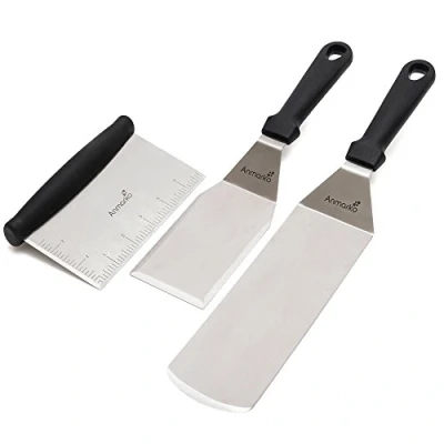 Abbildung von Exklusives Grillwender Set aus hochwertigem Edelstahl BBQ Grillset in erstklassiger Qualität für Hamburger &amp; Braten Bratenwender und Bratenheber Indoor Outdoor