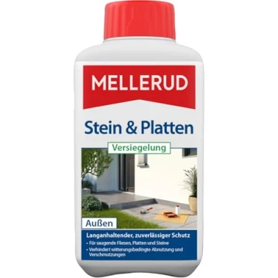Abbildung von MELLERUD Stein und Platten Versiegelung 1 x 0,5 l Wasserabweisender lichtbeständiger Schutz von saugfähigen Untergründen im Innen Außenbereich