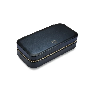 Abbildung von GLANZSTÜCKE MÜNCHEN Schmuck Reisetäschchen Kunstleder schwarz 235x115x58 mm Samt creme Schmucketui Schmuckschatulle