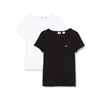 Abbildung von Levi&#039;s Damen 2 Pack Tee T Shirt, White +/Mineral Black, S
