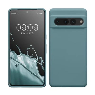 Abbildung von kwmobile Hülle kompatibel mit Google Pixel 7 Pro Silikon Handy Case Handyhülle weiche Oberfläche kabelloses Laden Antique Stone