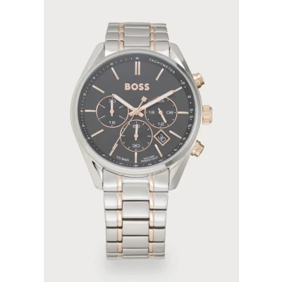 Abbildung von BOSS Champion Chronograph silvercoloured/black, Herren, Größe: One Size, Silver coloured/black