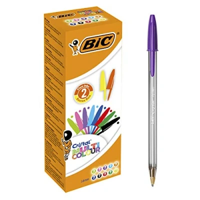 Abbildung von BIC Kugelschreiber Set Cristal Multi Colour, in 10 Farben, Strichstärke 0,42 mm, 20er Pack, Ideal für das Büro, Home Office oder die Schule