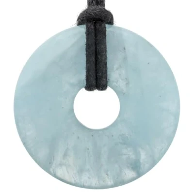 Abbildung von Lebensquelle Plus Aquamarin Donut Ø 30 mm + Baumwollband Edelstein Anhänger Heilsteinkette inkl. Band