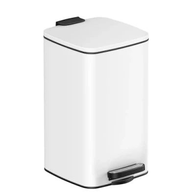 Abbildung von SONGMICS Kosmetikeimer, 8 Liter, Mülleimer Bad, kleiner Abfalleimer, Tretmülleimer, mit Pedal, für kleine Räume, Deckel, Softclose, Stahl, weiß LTB591W0802