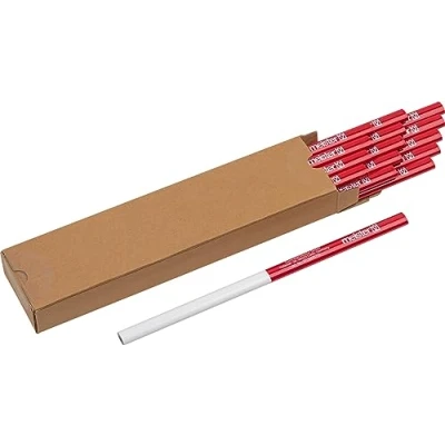 Abbildung von Meister Zimmermannsbleistift Set 15 teilig 240 mm Länge Ovale Form Mittlere Härte Ideal zum Anzeichnen &amp; Markieren rot weiß / Markierungswerkzeug Baubleistift 9446700