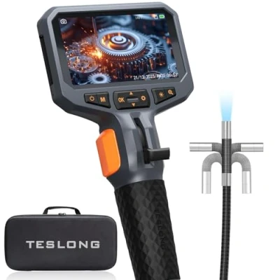 Abbildung von Teslong 1080P Endoskopkamera mit Licht, Beweglicher Kopf, Drehbar Endoskopkamera, Endoskop Kamera 4.5 Zoll LCD Bildschirm, Inspektionskamera Rohrkamera kanalkamera(1.55 Meter/ 8.5mm)
