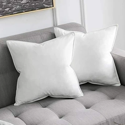 Abbildung von MIULEE 2er Set Samt Kissenbezug Flansch Kissenhülle Dekorative Sofakissen Dekokissen Umwickelte Kante Kissenbezüge Zierkissenbezug für Sofa Wohnzimmer Schlafzimmer 45x45 cm Reines Weiß