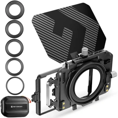 Abbildung von K&amp;F Concept Matte Box 4x5.65 mit Top Flag für DSLR und spiegellose Kameras 67mm/72mm/77mm/82mm/95mm Objektiven (mit Filtereinsatz X2)