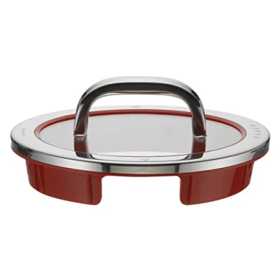 Abbildung von WMF Function 4 Topfdeckel 16 cm, Glasdeckel mit Abgießfunktionen, Glas, Silikon, Cromargan Edelstahl poliert, rot
