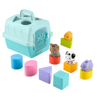 Abbildung von Fisher Price Baby Formsortier Spielzeug FP Pets Sortier und Tiertransportbox mit feinmotorischen Aktivitäten für Babys ab 6 Monaten, HTW93