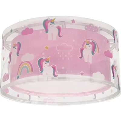 Abbildung von Dalber Deckenleuchte für Kinder Einhörner Tiere Unicorns, Deckenlampe Kinderzimmer, Rosa