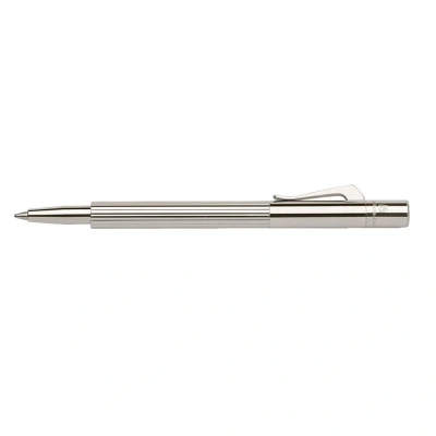 Abbildung von Graf von Faber Castell 148010 Taschenkugelschreiber Pocket Pen Slim komplett platiniert Mit schwarzer D1 Mine, Schreibstärke M, silber, 1 Stück
