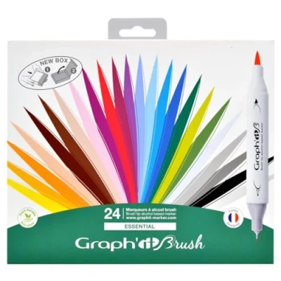 Abbildung von GRAPH&#039;IT Brush Set mit 24 Markern doppelter Spitze Essential Colors