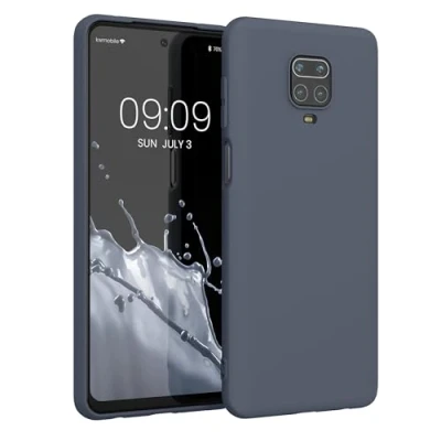 Abbildung von kwmobile Hülle kompatibel mit Xiaomi Redmi Note 9S / 9 Pro Max gummierte TPU Silikon Handyhülle Schutzhülle für kabelloses Laden Case in Blaugrau