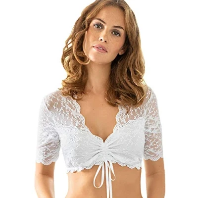 Abbildung von Nina von C Dirndlbluse 48463971 Weiss Spitze halbarm Größe 40