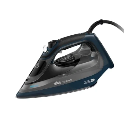 Abbildung von Braun TexStyle 9 SI9682 DB Dampfbügeleisen mit FreeGlide 3D Technologie, Vertikaldampf, Anti Tropf Funktion, Selbstreinigungsfunktion, 330 ml Einfüllöffnung, 260 g/min, 3200W, Dunkelblau