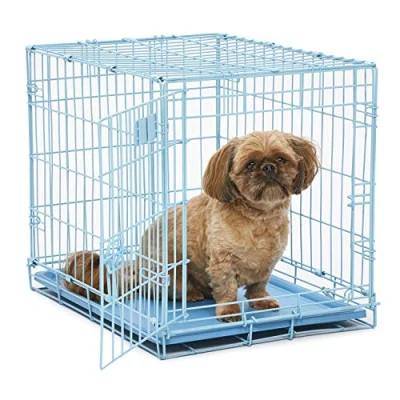Abbildung von MidWest Homes for Pets iCrate Modell 1524BL Hundebox, ca. 61 cm lang, mit Einzeltür, auslaufsicherer Bodenwanne, Bodenschutzfüßen, Trenneinsatz und patentierten Funktionen, blau